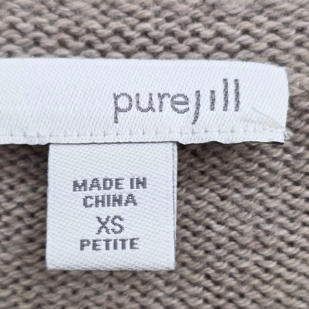 Pure Jill‎ Womens XS Petite Tan Cotton Wool Knit Sweater Long Sleeve Tie Hem Top - Picture 9 of 14